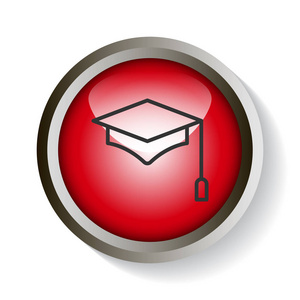 毕业帽网站图标。矢量插图