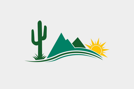 西徽标仙人掌沙漠西部徽标插图照片