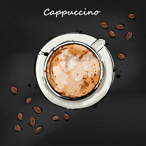 一杯咖啡和咖啡 bea 矢量抽象插画