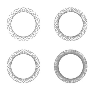 设置四黑线 spirograph 抽象元素与