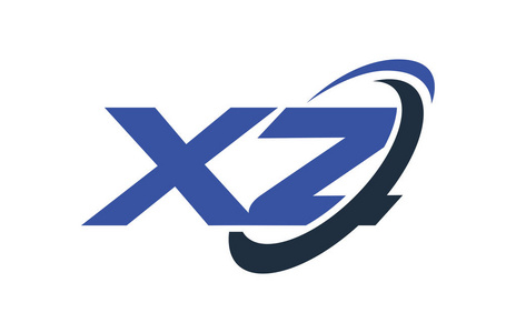 Xz 标志旋风椭圆蓝色字母矢量概念