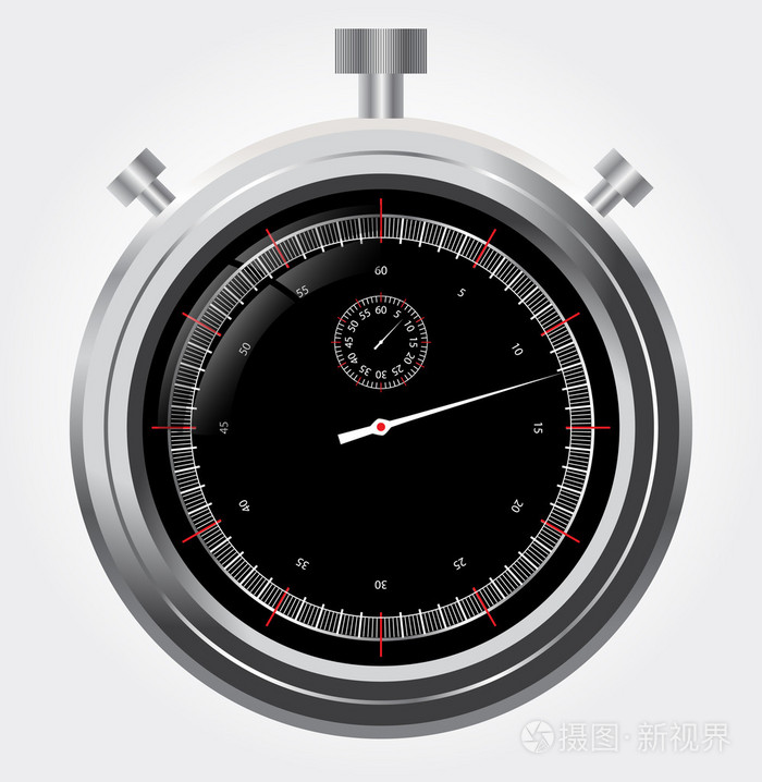 在高细节的矢量秒表.电镀复古机修工