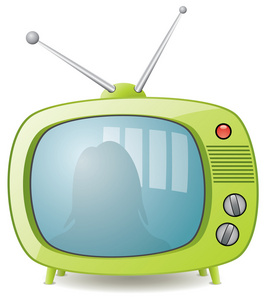 矢量绿色复古电视机照片