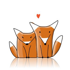 一对可爱的狐狸, 草图为您的设计