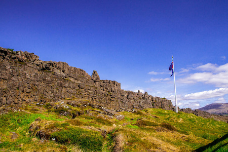 石崖在国家公园。Thingvellir 在冰岛12.062017