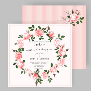 用美丽的玫瑰鲜花和信件保存日期卡 结婚请柬 贺卡