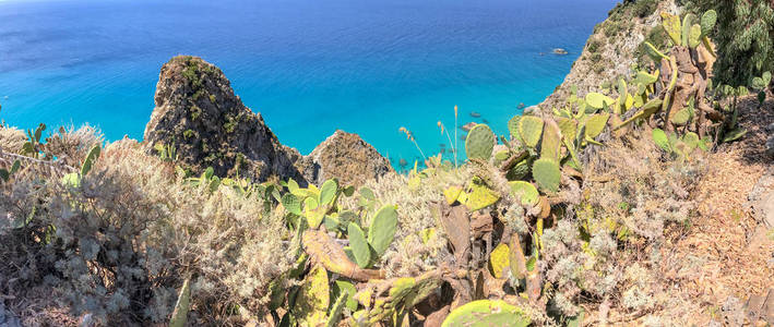 意大利南部美丽海岸线全景, 夏季