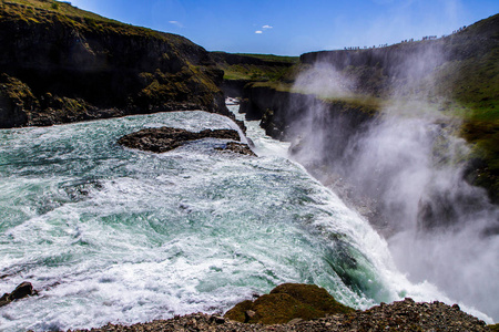 美丽的 Gullfoss 瀑布在冰岛11.062017 特写