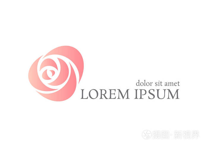 玫瑰矢量 logo 设计模板,最小的花瓣美容图标,沙龙花卉抽象符号,矢量