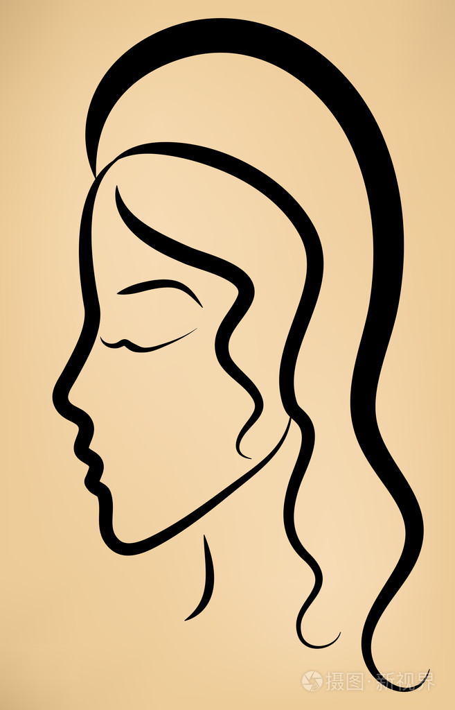 女人的脸上老式背景的配置文件的剪影eps10