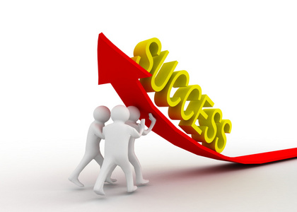 3d 立体人推箭头使业务3d小人-拉绳中奖号码成功的团队对手搞笑企鹅