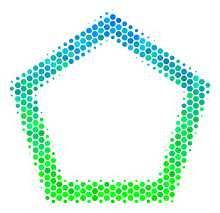 半色调蓝绿色轮廓五角大楼图标