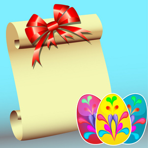 Paper for message with bow and peaster stickers 