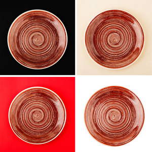 螺旋花纹棕圆陶瓷板图片