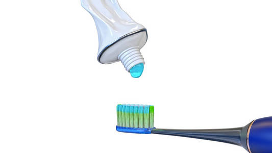 牙膏和刷子隔离3d 插图