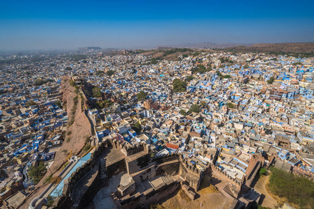 焦特布尔蓝城拉贾斯坦邦，印度查看从 mehrangarh 堡