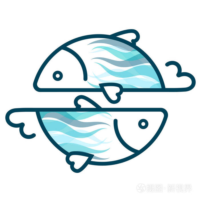 两条鱼剪影