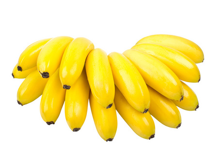 massa  bananer isolerad p vit一堆的白色上孤立的小香蕉