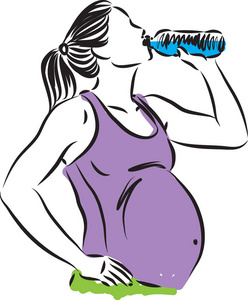 孕妇饮水瓶水矢量插画