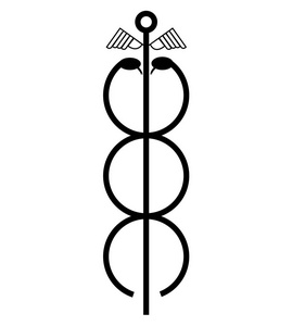 默丘利杆标志, 有翅膀, 和两条纠缠蛇