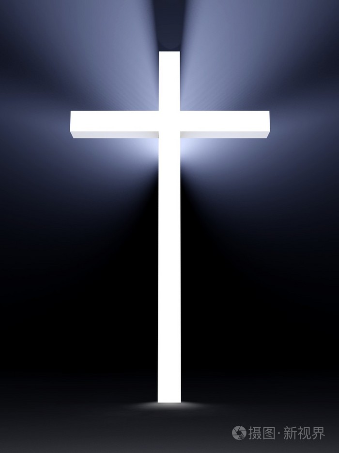 3d 十字架与灯宗教象征意义