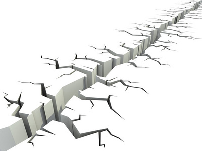 地面裂缝地震地震 3d 图地面裂缝在白色上矢量的裂缝,裂开的地面与