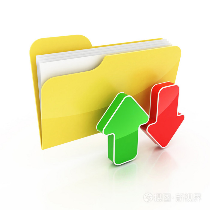 上传下载文件夹图标 3d 图