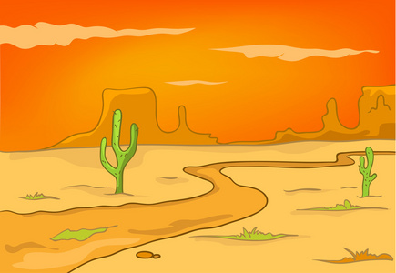 卡通自然风景沙漠