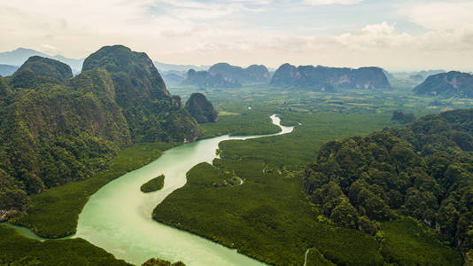 泰国甲米鸟瞰山景