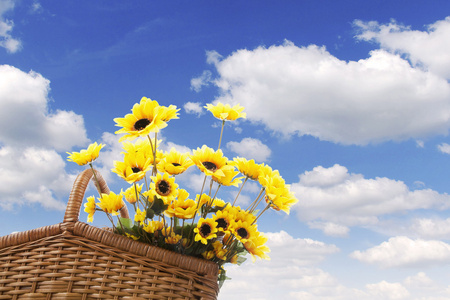 野餐篮与向日葵