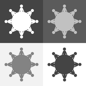 矢量集人的形象在一个圆桌上就座。一支