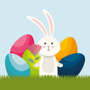 可爱的兔子快乐复活节贺卡图片
