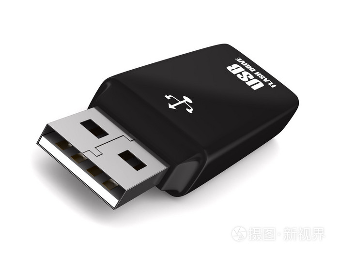 usb 闪存驱动器在白色背景上。孤立的 3d 图像