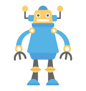 平面图标机械机器人, 人工智能照片