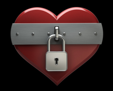 心封闭到隔离在黑色背景高分辨率上的锁.3d 图像照片