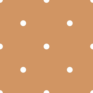 平铺在柔和的橙色背景上的白色波尔卡圆点的矢量模式