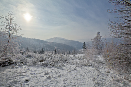 冬季景观的波兰人山