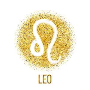 水粉晕染狮子座金色闪光矢量生肖标志照片