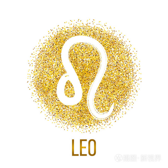 狮子座金色闪光矢量生肖标志