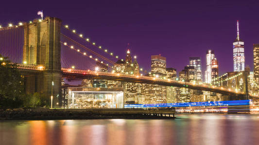 曼哈顿下城和布鲁克林大桥的壮丽景色
