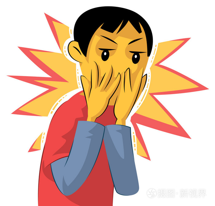 震惊的脸的少年