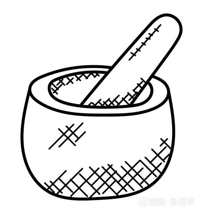 迫击炮和杵, 手绘涂鸦图标插画-正版商用图片04dr19-摄图新视界