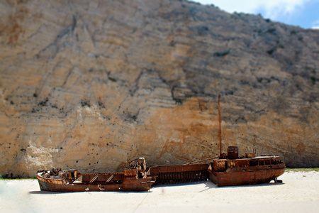 navagio 海滩，在扎金索斯，希腊沉船