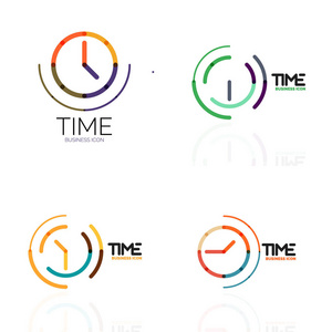 矢量抽象徽标概念时间概念或时钟业务图标集