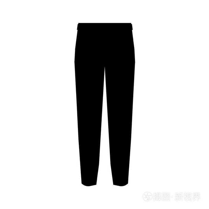 西装裤符号简单剪影图标白色背景平面设计插图