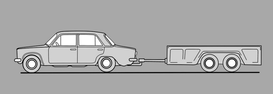 汽车与拖车配件上灰色的背景，矢量图