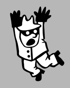 灰色背景,矢量图上的强盗剪影照片