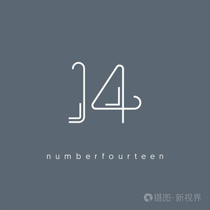 数字14标志图标几何企业身份矢量插图