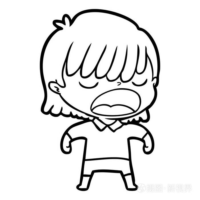 卡通女人大声说话插画-正版商用图片04eb1t-摄图新视界