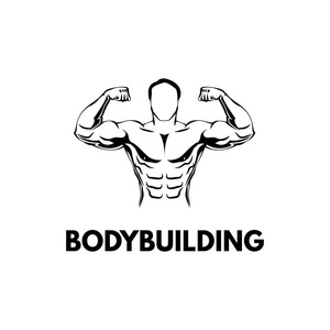 健身会徽.健美的刻字.运动员.向量照片